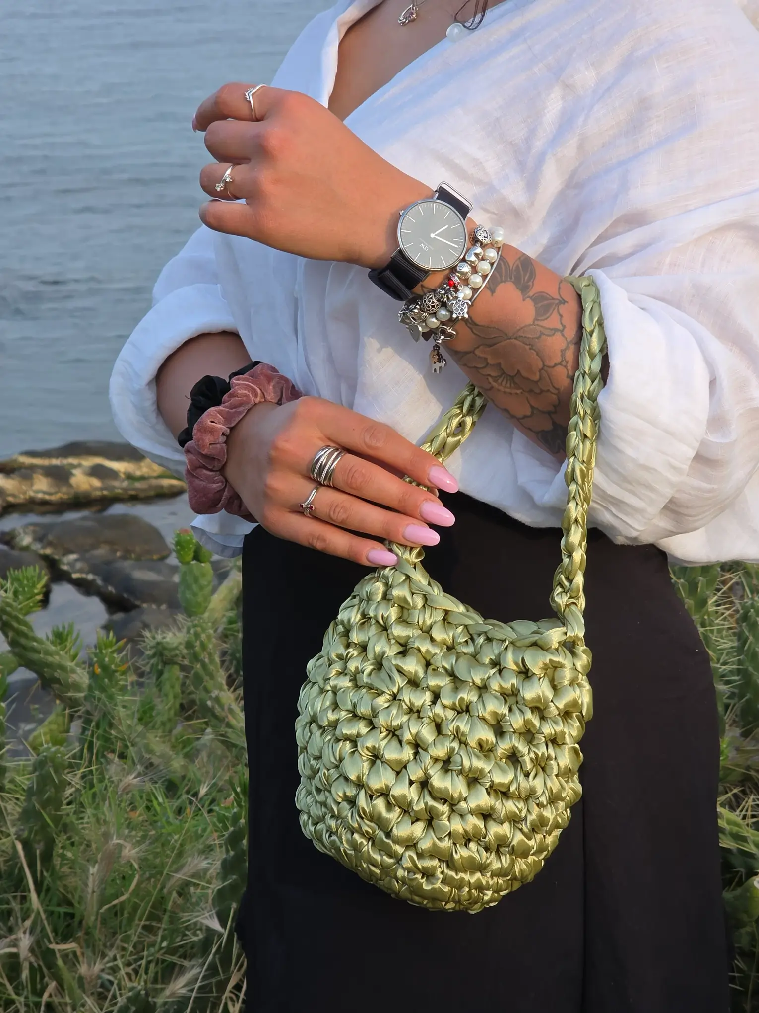 Giada - Borsa in raso realizzata a mano