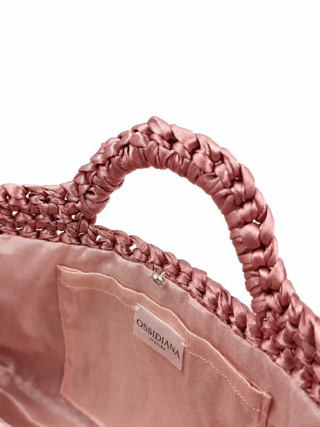 Quarzo - Pochette con manici integrati in raso realizzata a mano - immagine 4
