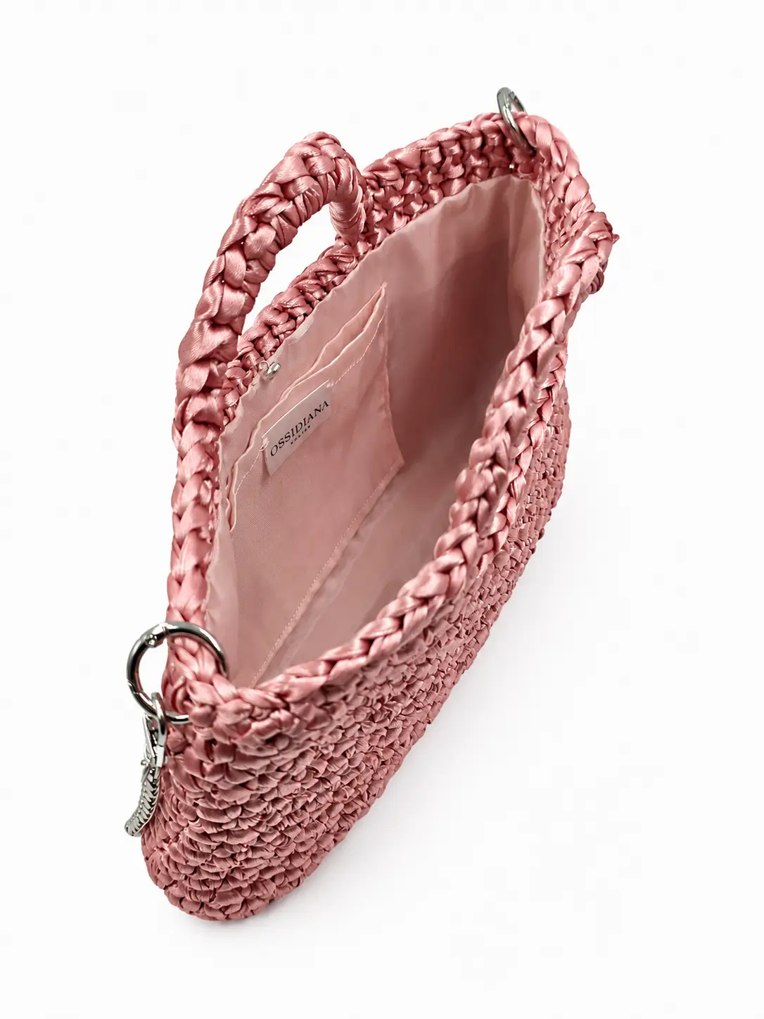 Quarzo - Pochette con manici integrati in raso realizzata a mano - immagine 5