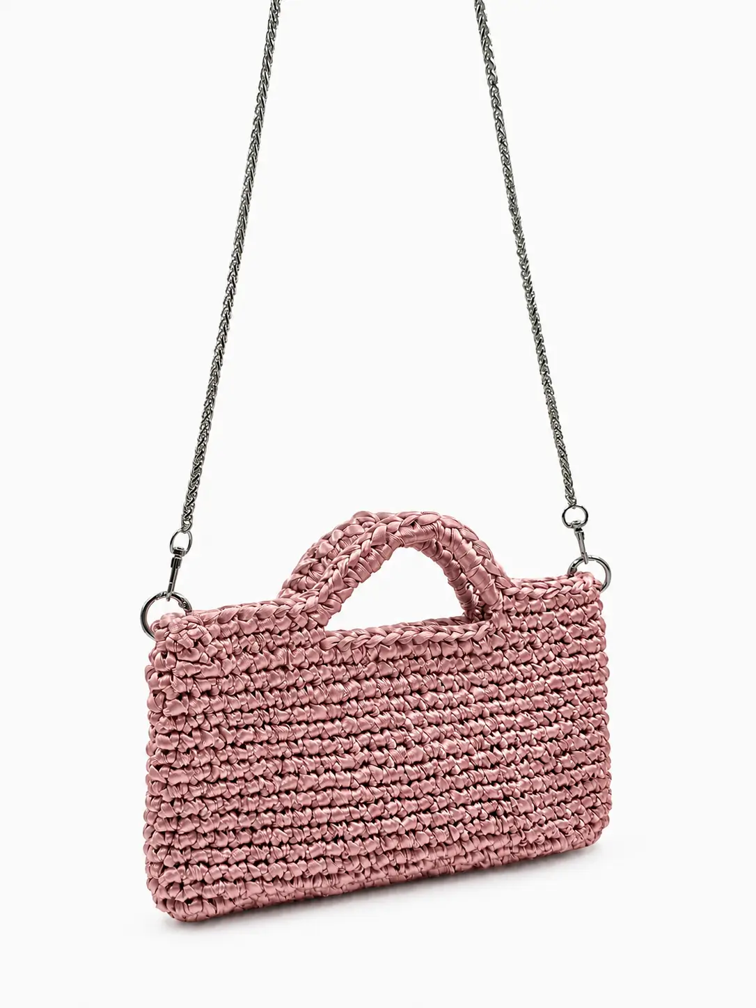 Quarzo - Pochette con manici integrati in raso realizzata a mano - immagine 6