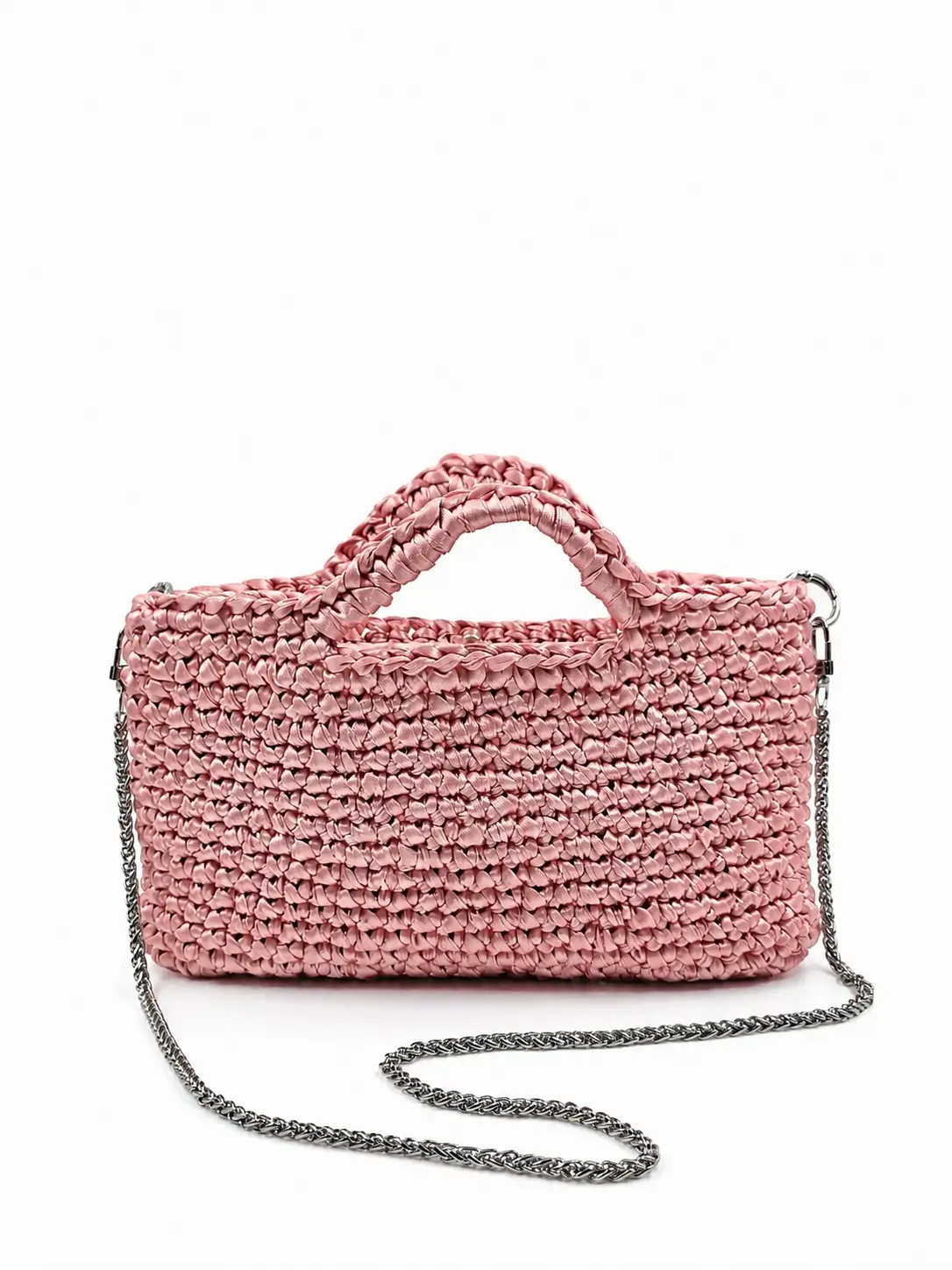 Quarzo - Pochette con manici integrati in raso realizzata a mano - immagine 7