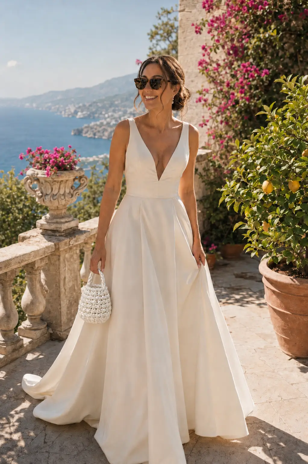 Perla - Bridal bag in raso realizzata a mano