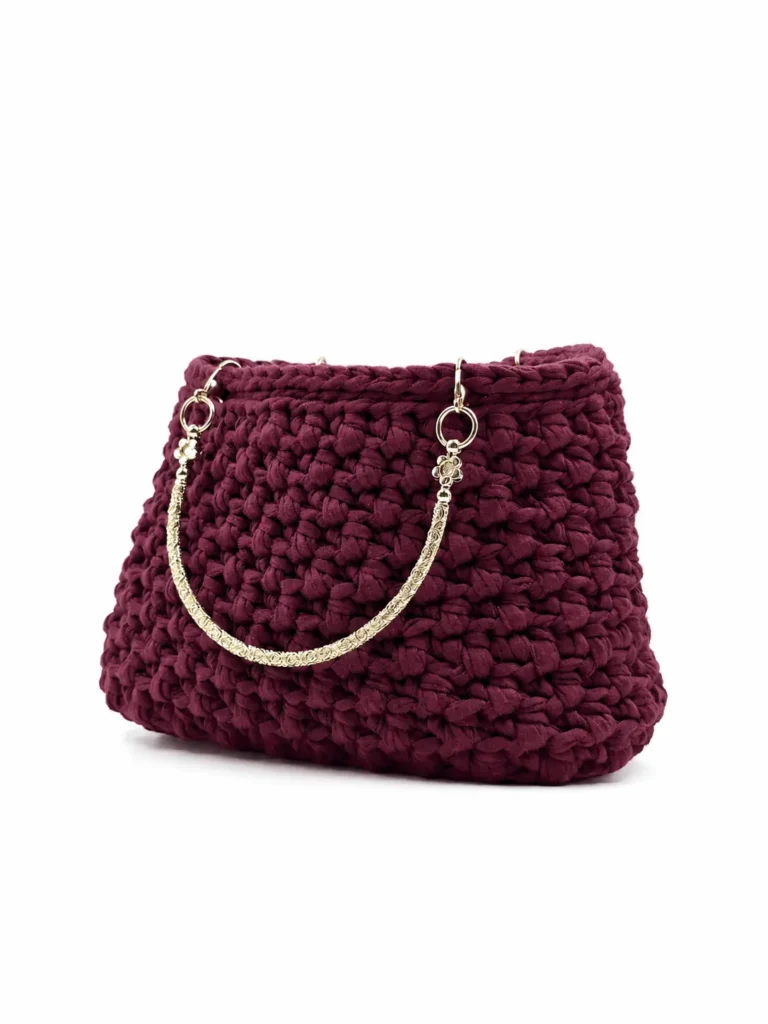 Bijou - Borsa a bauletto con manici gioiello in fettuccia realizzata a mano