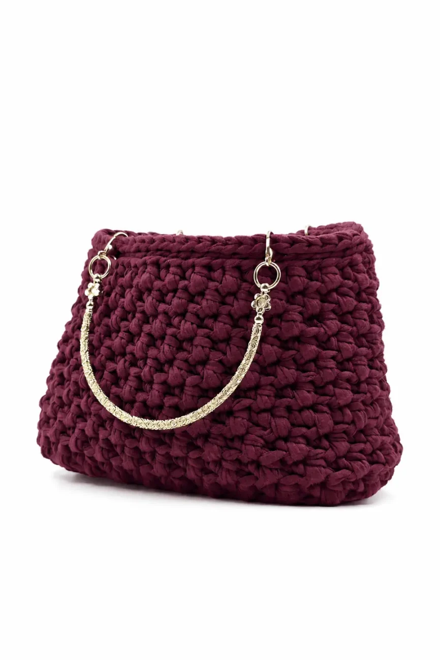 Bijou - Borsa a bauletto con manici gioiello in fettuccia realizzata a mano