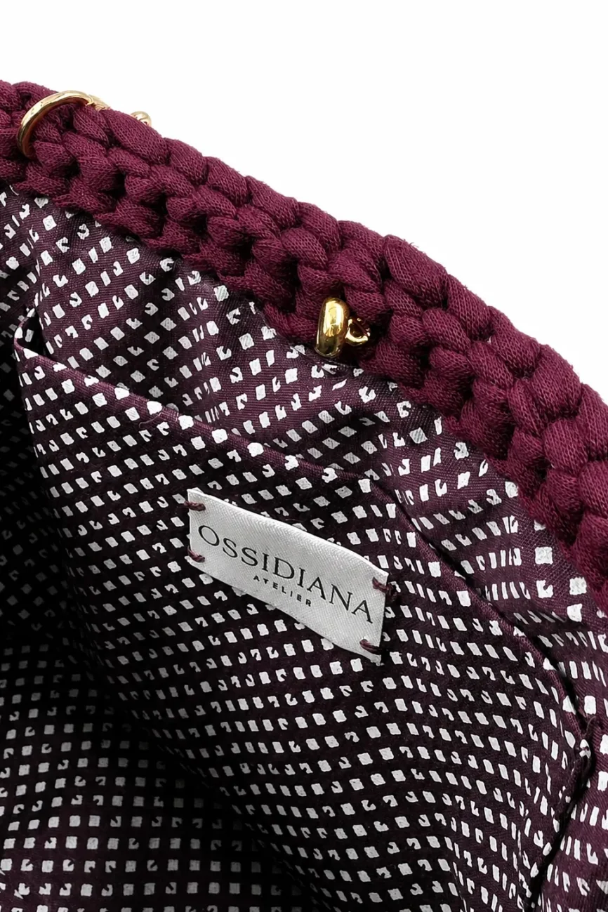 Bijou - Borsa a bauletto con manici gioiello in fettuccia realizzata a mano