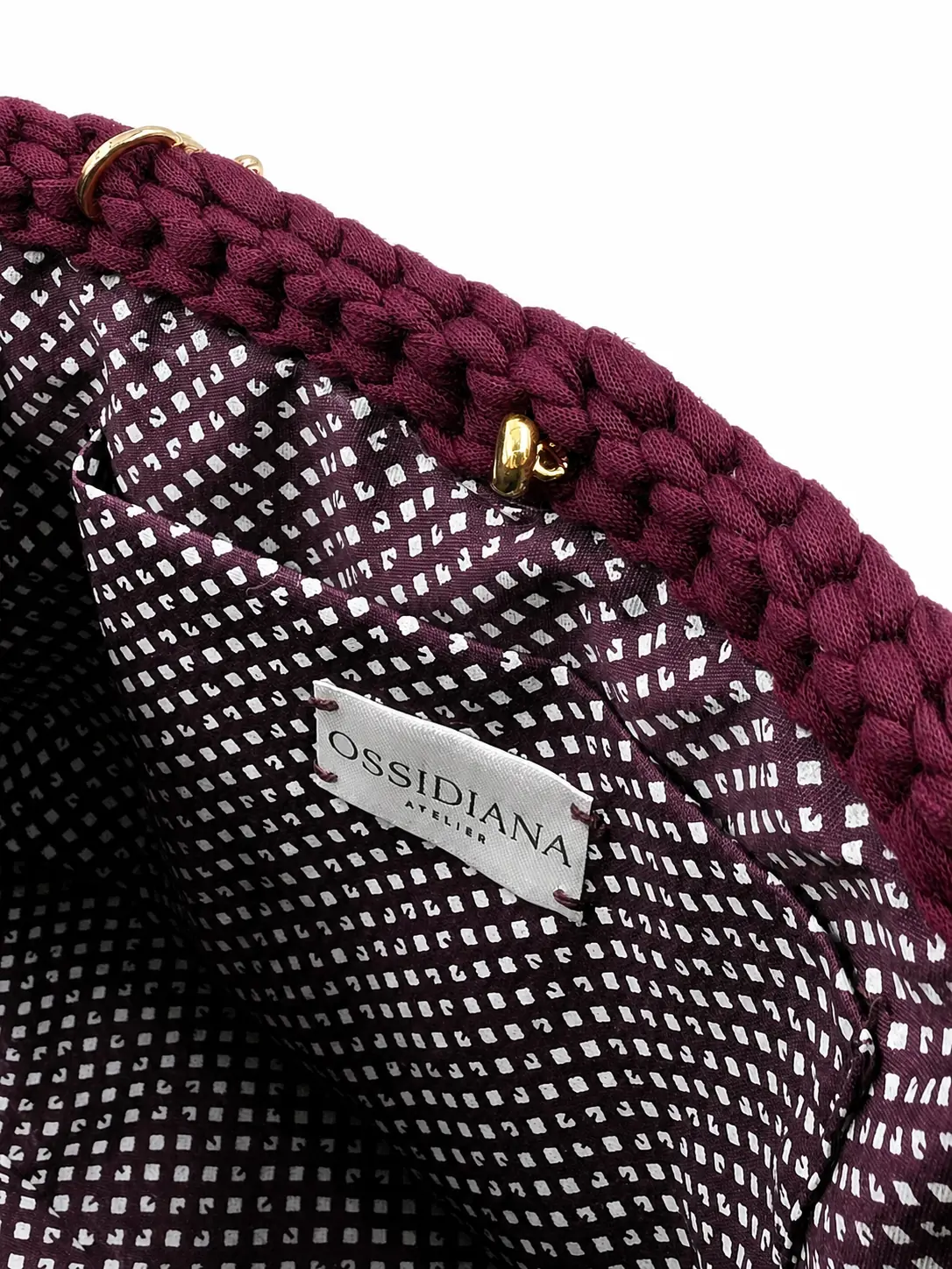 Bijou - Borsa a bauletto con manici gioiello in fettuccia realizzata a mano