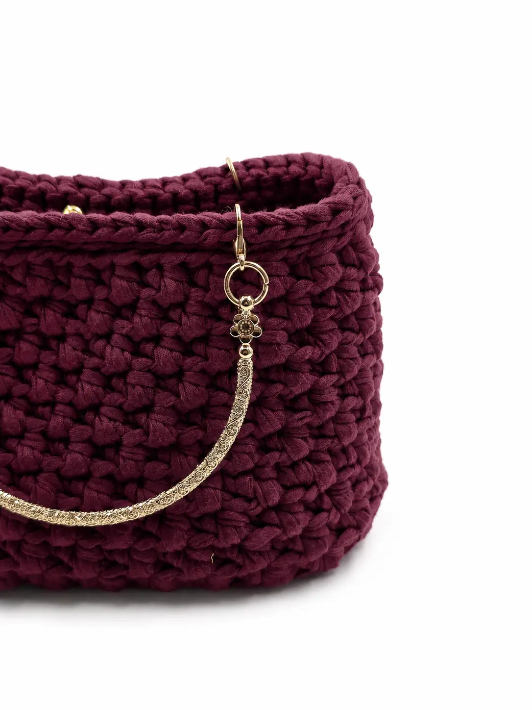 Bijou - Borsa a bauletto con manici gioiello in fettuccia realizzata a mano