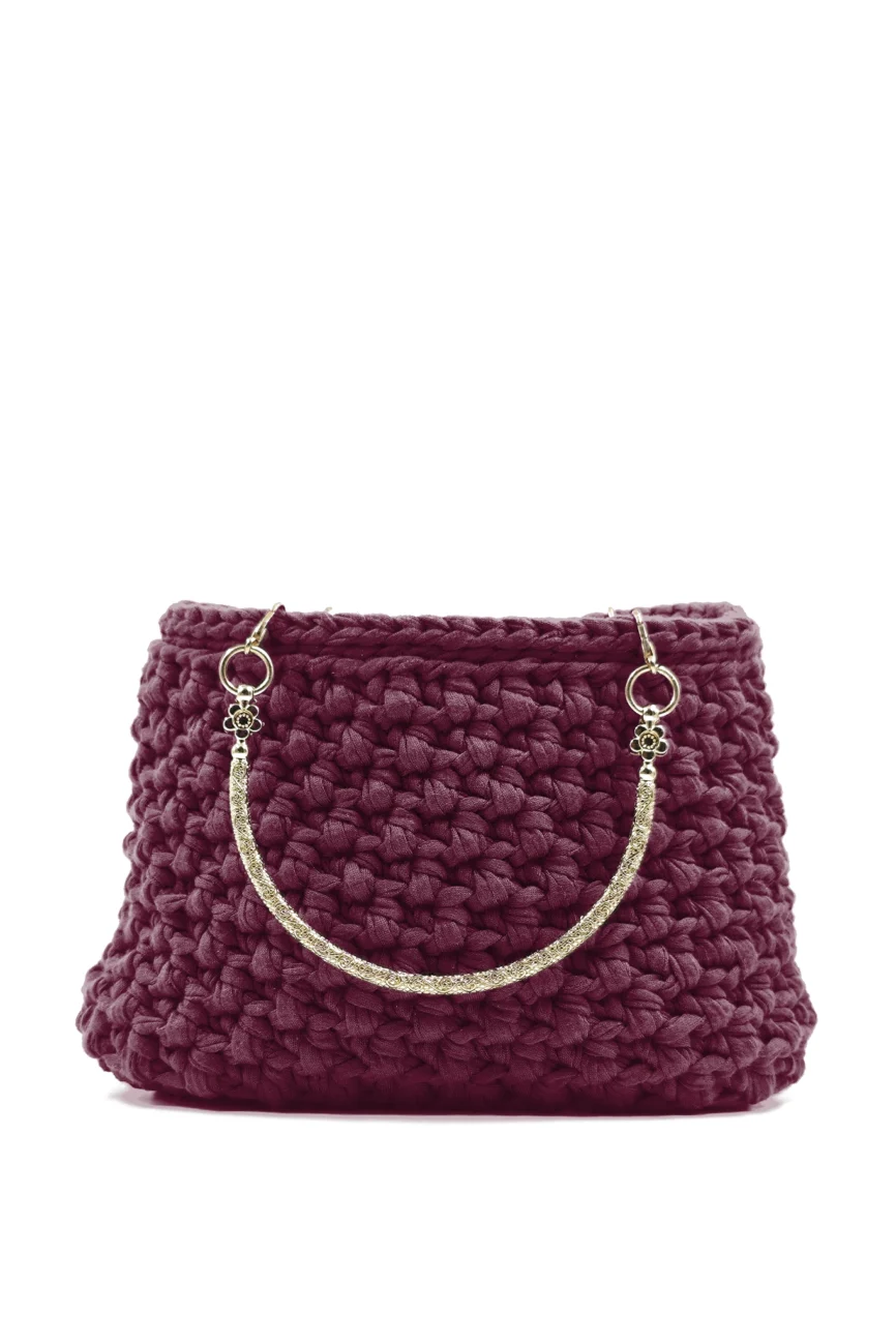 Bijou - Borsa a bauletto con manici gioiello in fettuccia realizzata a mano