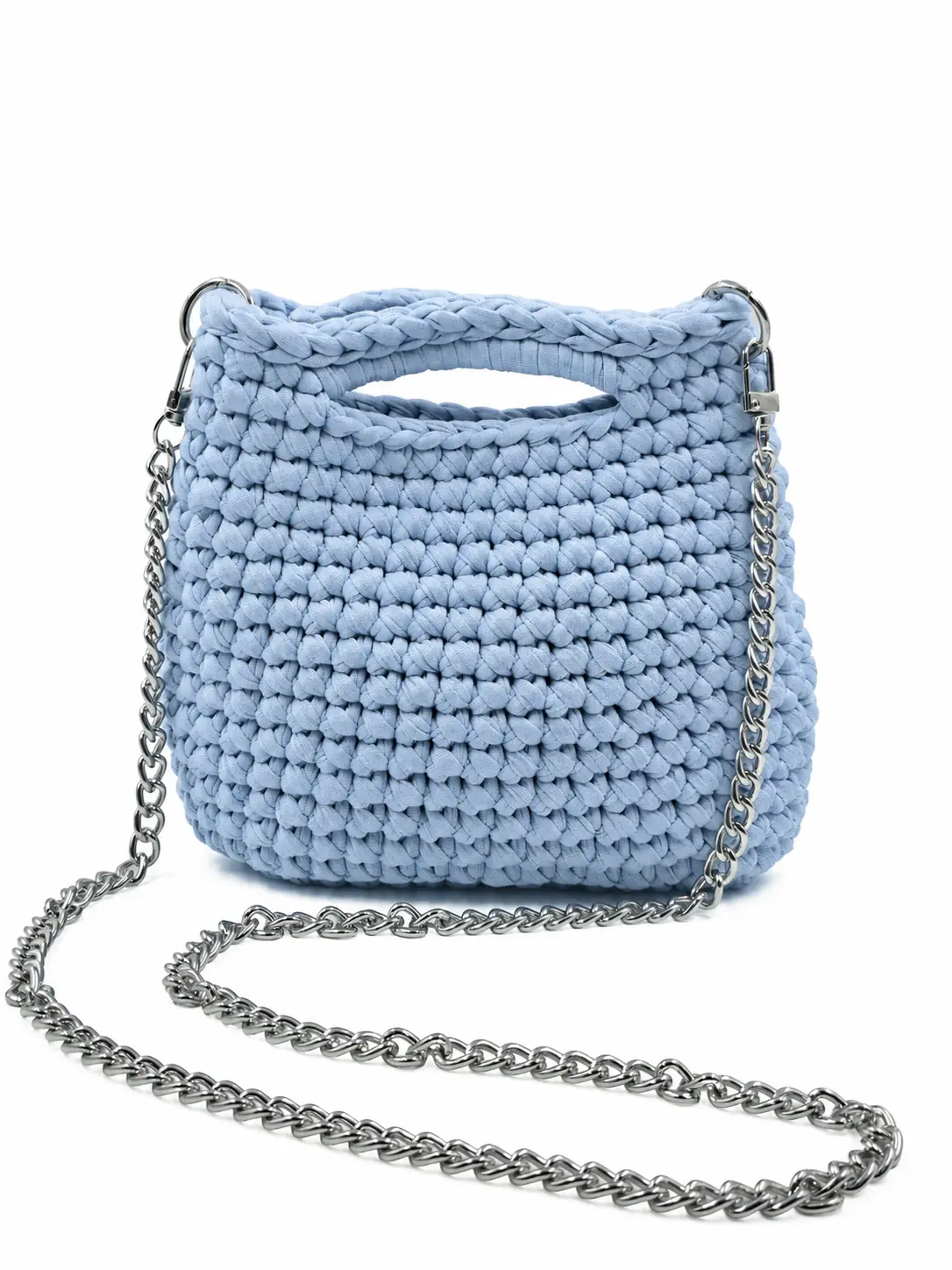 Bon Bon - Borsa a bauletto con manici integrati in fettuccia realizzata a mano - immagine 5