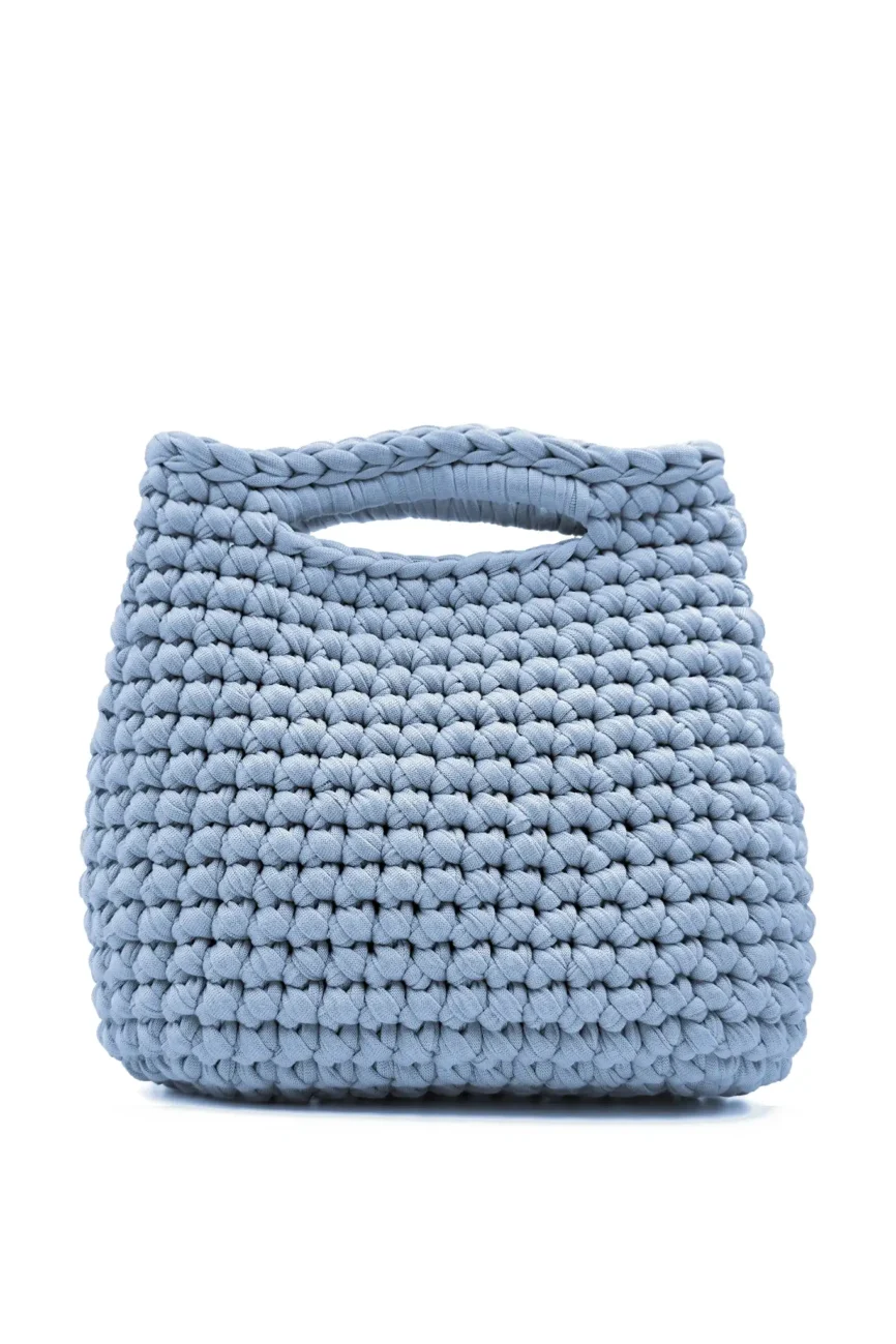 Bon Bon - Borsa a bauletto con manici integrati in fettuccia realizzata a mano