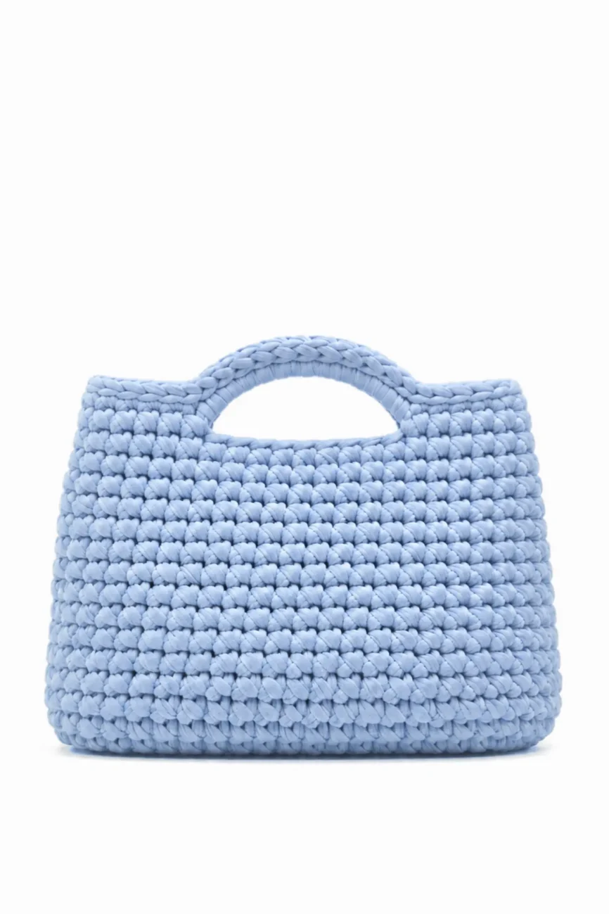 Jolie - Borsa a bauletto media con manici integrati in fettuccia realizzata a mano
