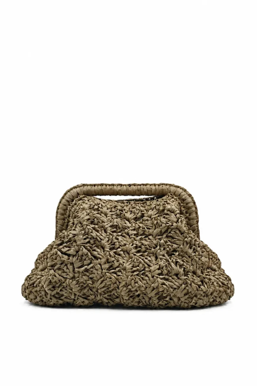 Duna - Borsa clutch grande in rafia naturale realizzata a mano