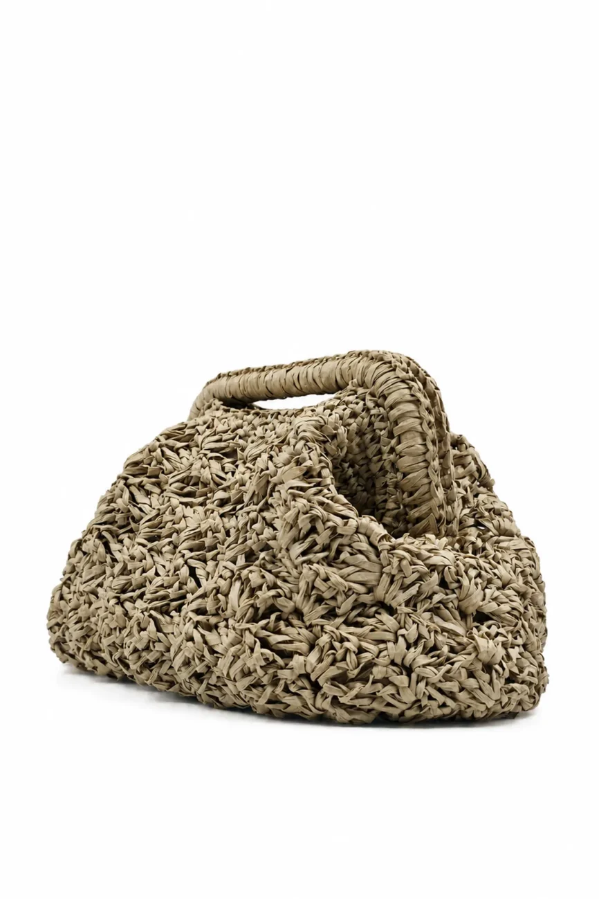 Duna - Borsa clutch grande in rafia naturale realizzata a mano