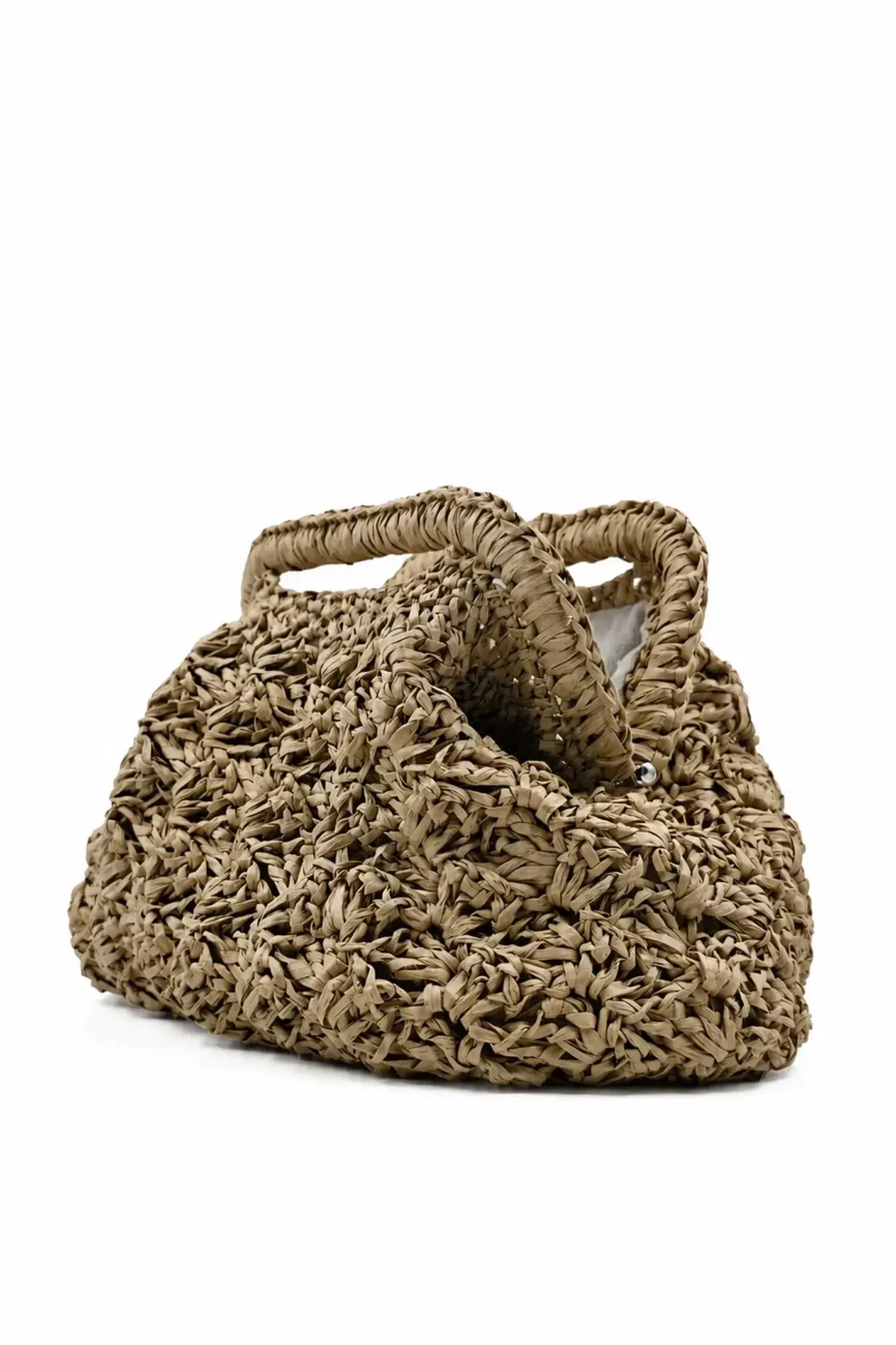 Duna - Borsa clutch grande in rafia naturale realizzata a mano