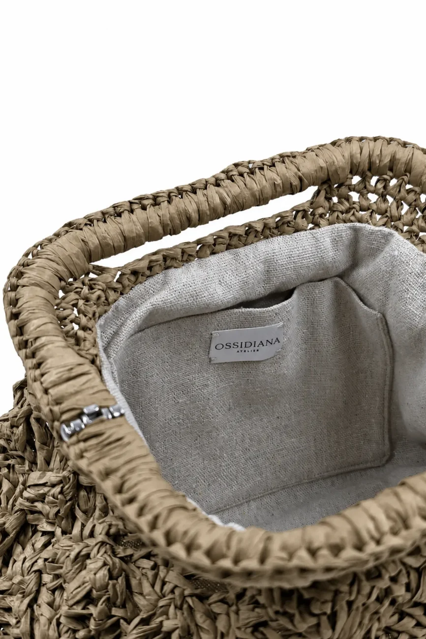 Duna - Borsa clutch grande in rafia naturale realizzata a mano