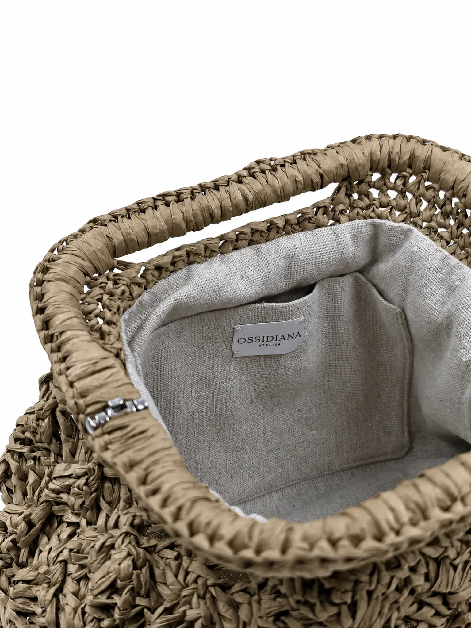 Duna - Borsa clutch grande in rafia naturale realizzata a mano