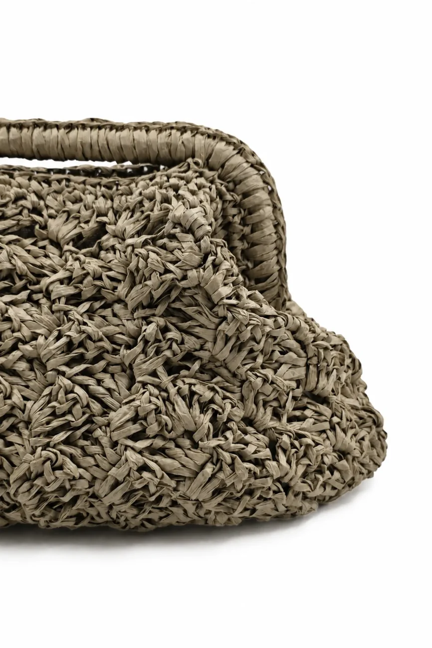 Duna - Borsa clutch grande in rafia naturale realizzata a mano