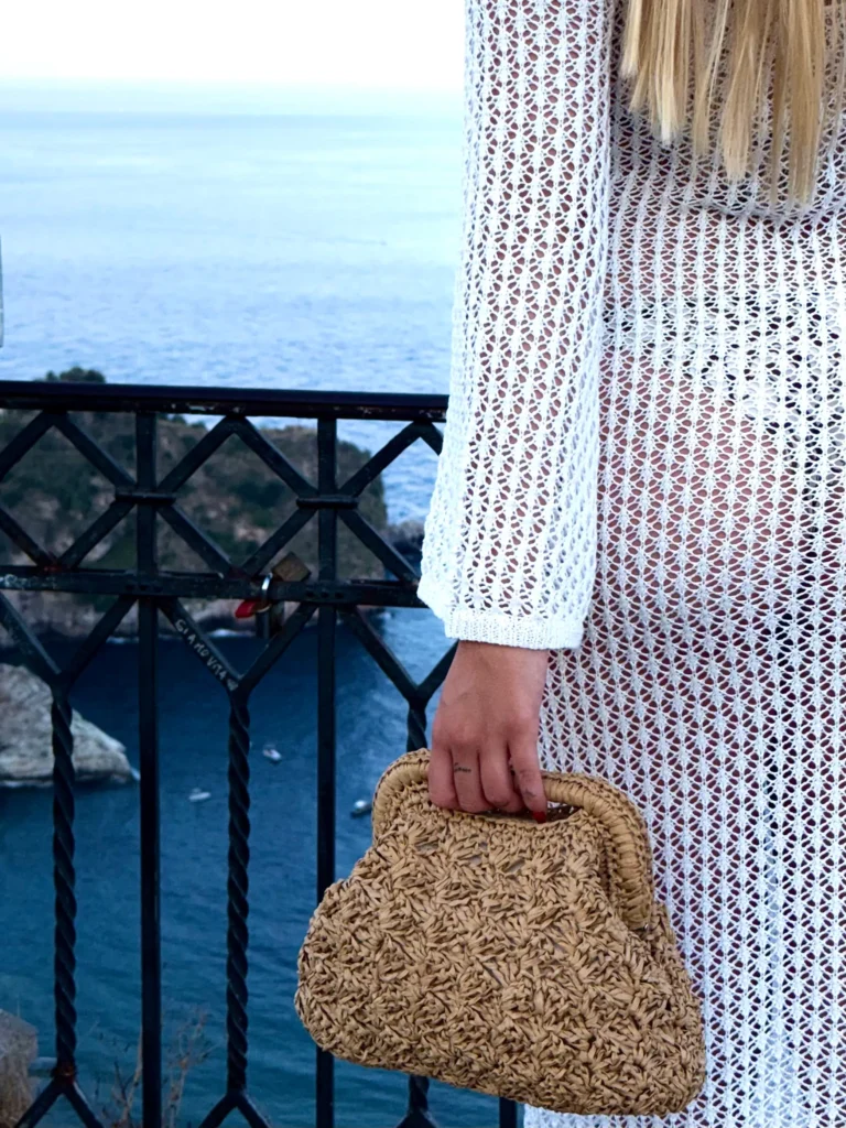 Duna - Borsa clutch grande in rafia naturale realizzata a mano