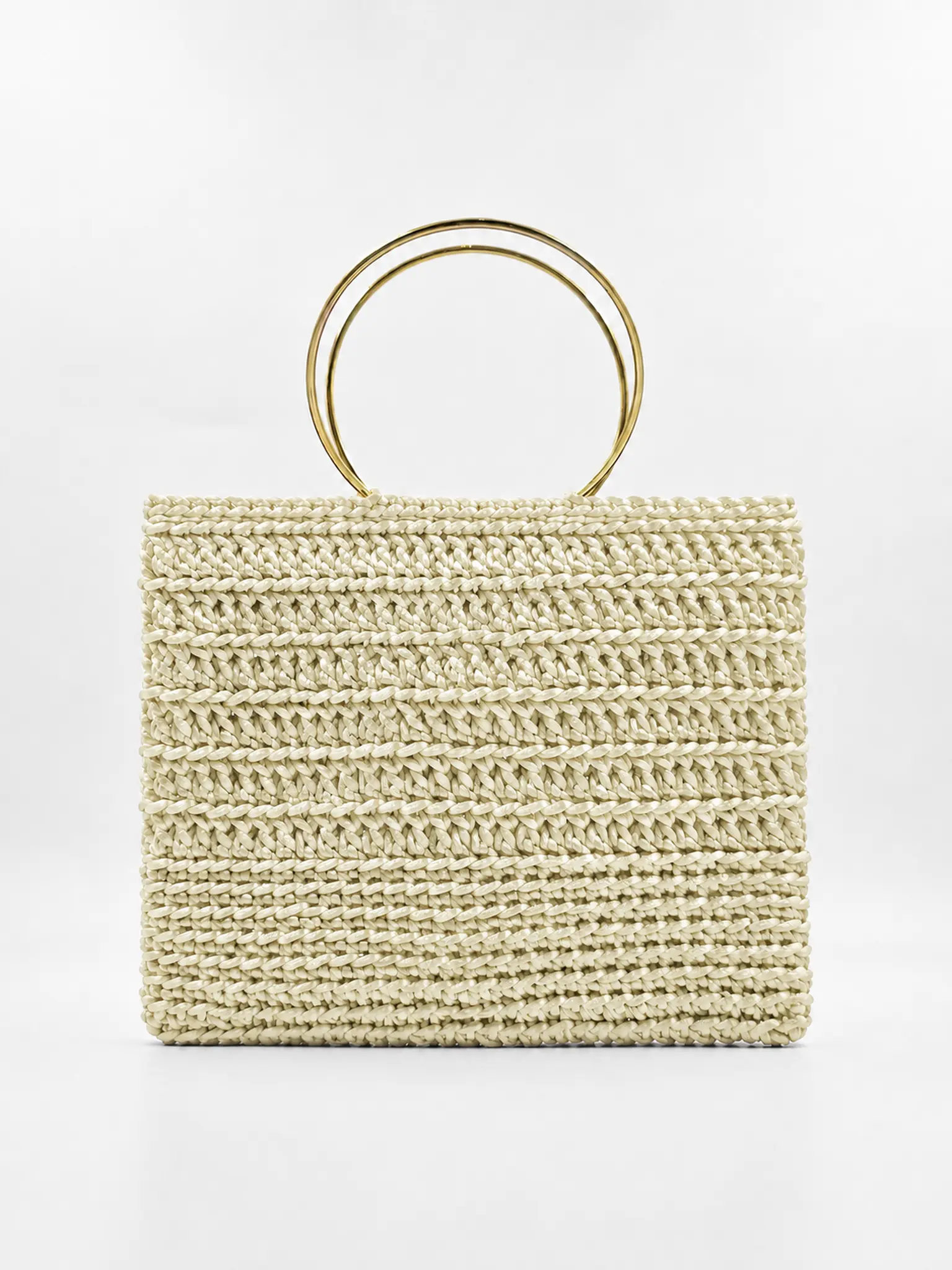 Essenza - Borsa mini bag con manici gioiello in coda di topo realizzata a mano