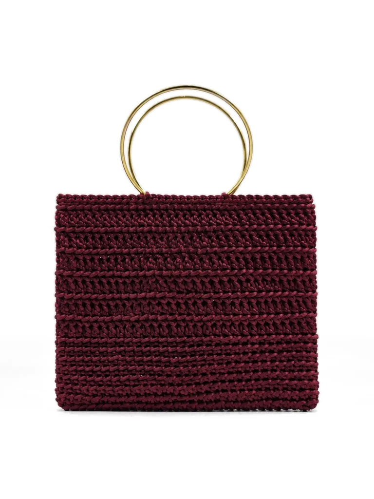 Essenza - Borsa mini bag con manici gioiello in coda di topo realizzata a mano
