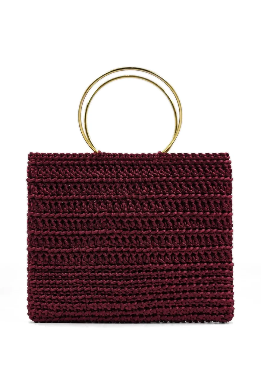 Essenza - Borsa mini bag con manici gioiello in coda di topo realizzata a mano