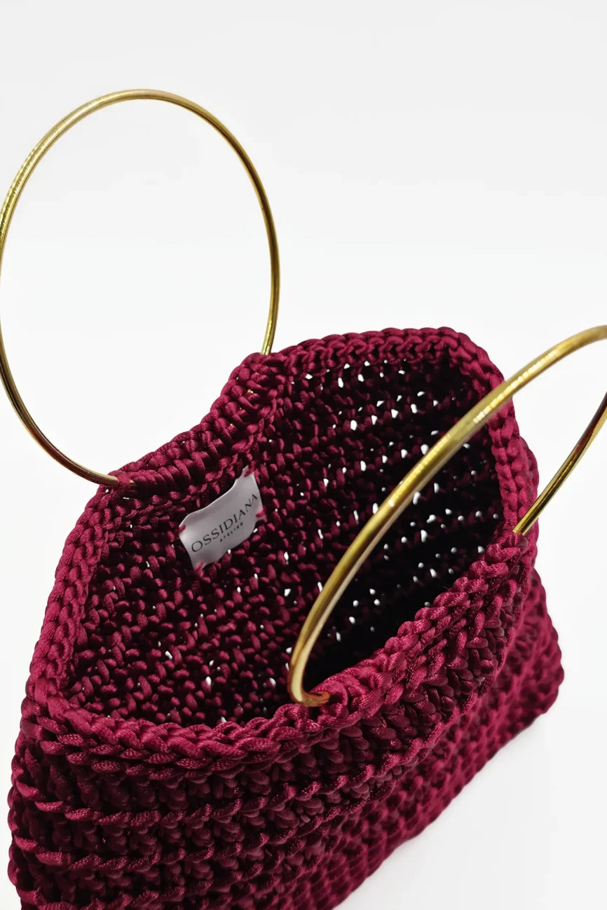 Essenza - Borsa mini bag con manici gioiello in coda di topo realizzata a mano
