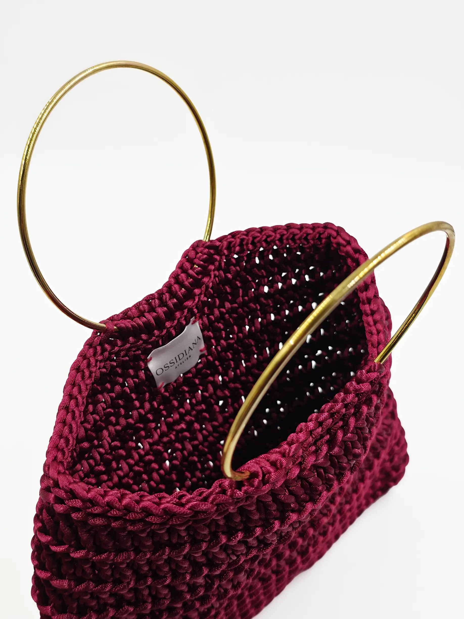 Essenza - Borsa mini bag con manici gioiello in coda di topo realizzata a mano