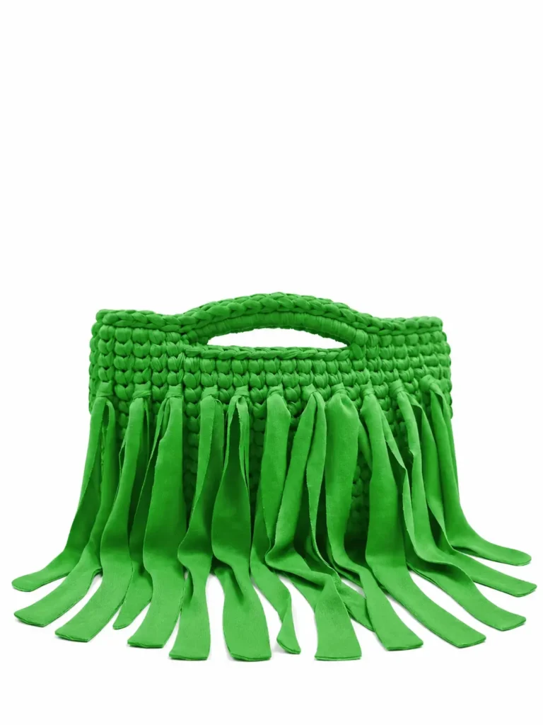 Gipsy - Borsa boho chic con manici integrati e frange in fettuccia realizzata a mano