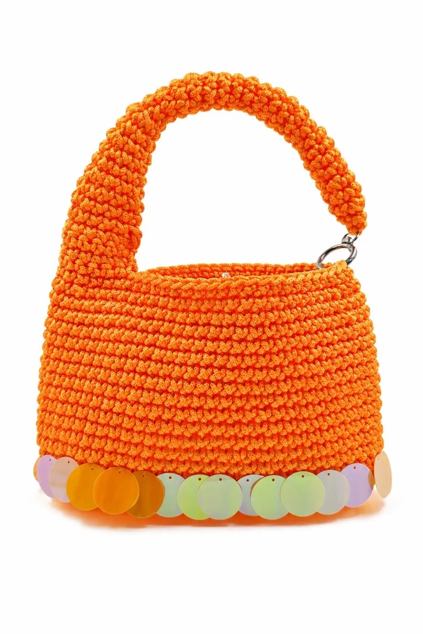Maia - Borsa hobo a mezzaluna in cordino realizzata a mano