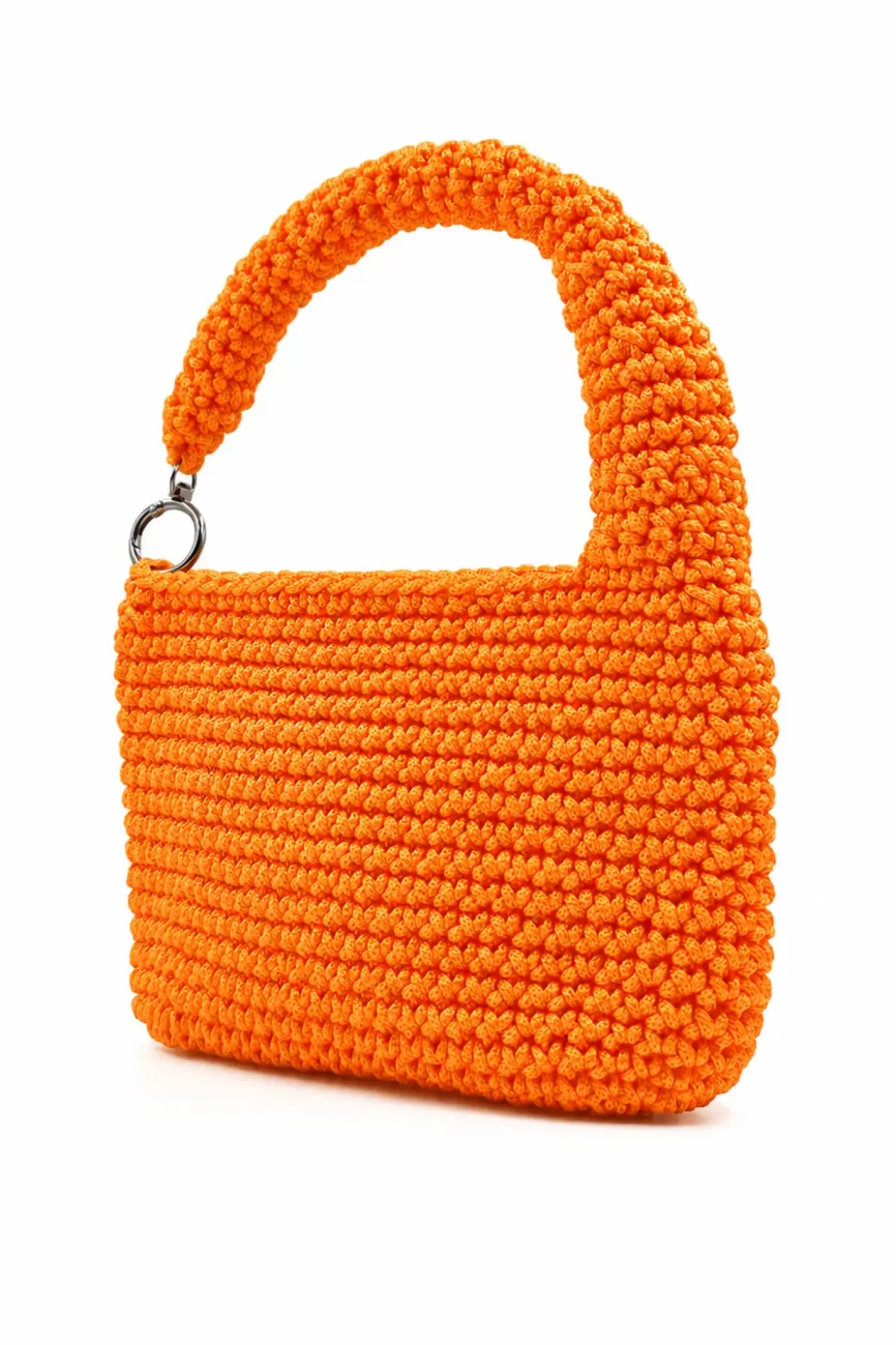 Maia - Borsa hobo a mezzaluna in cordino realizzata a mano