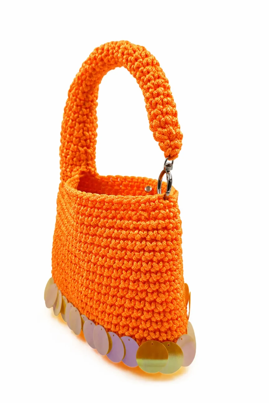Maia - Borsa hobo a mezzaluna in cordino realizzata a mano