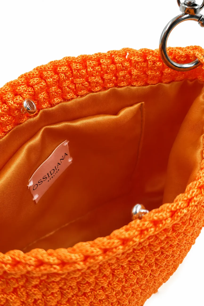 Maia - Borsa hobo a mezzaluna in cordino realizzata a mano