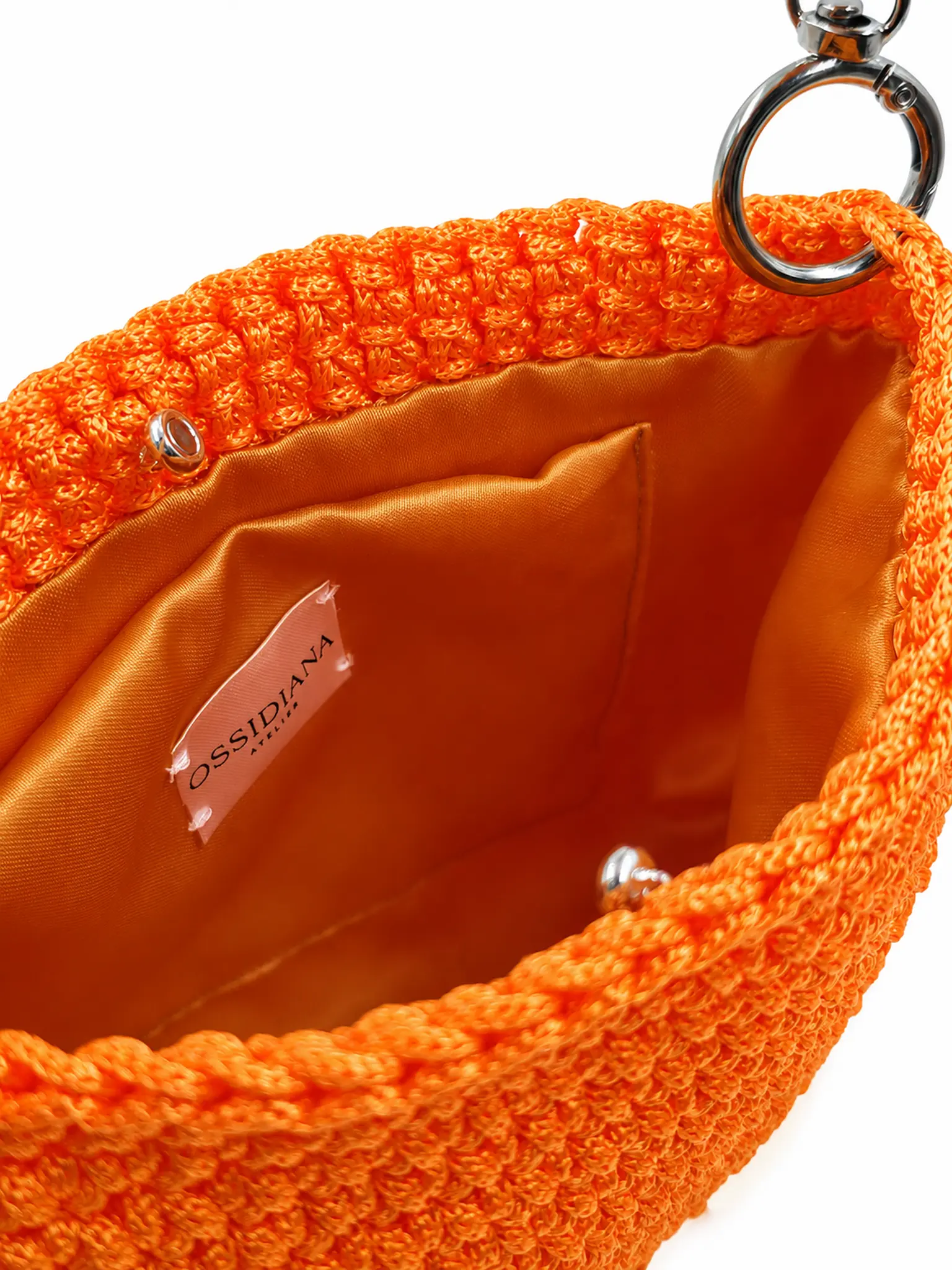 Maia - Borsa hobo a mezzaluna in cordino realizzata a mano