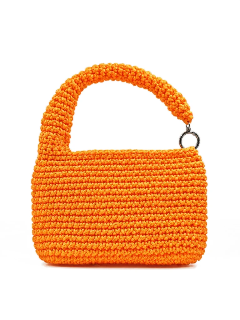Maia - Borsa hobo a mezzaluna in cordino realizzata a mano