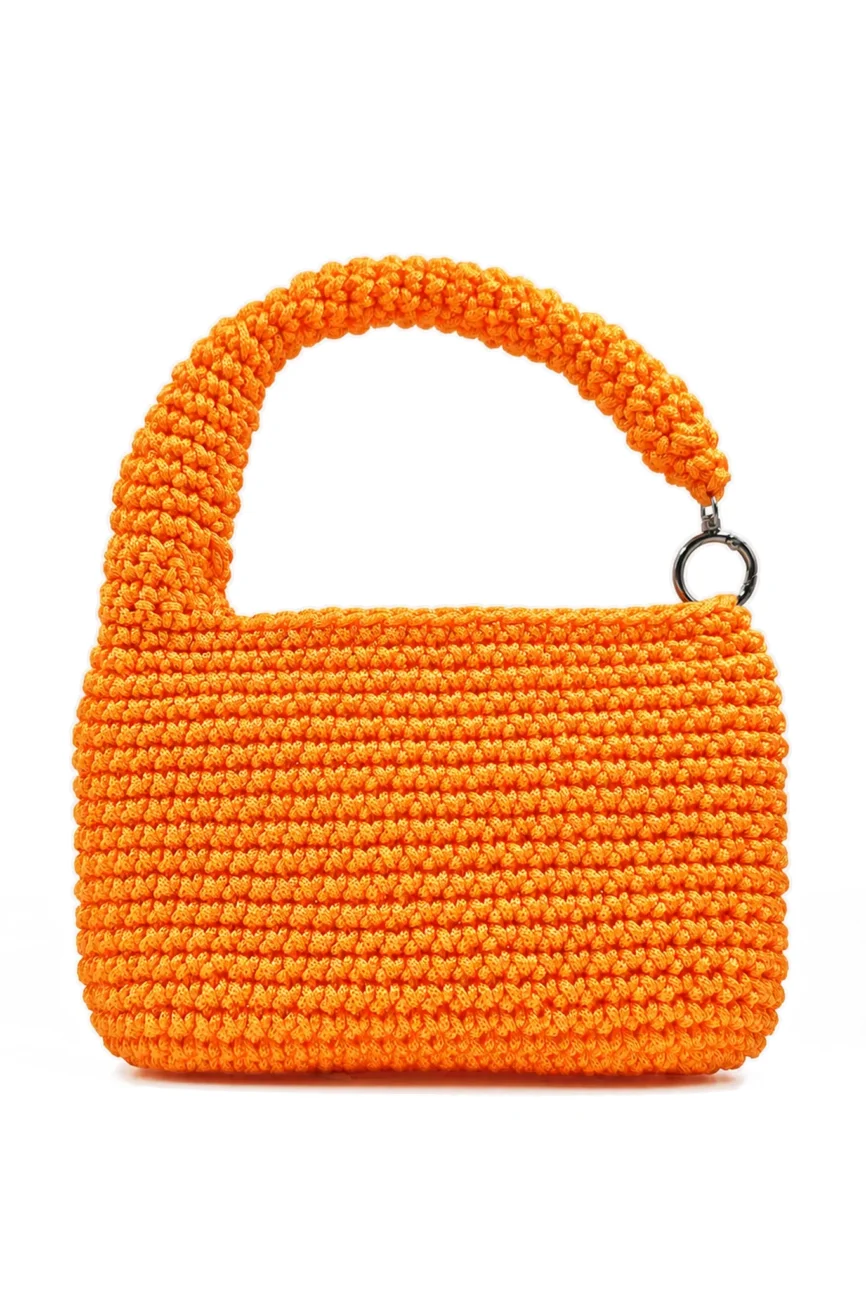 Maia - Borsa hobo a mezzaluna in cordino realizzata a mano