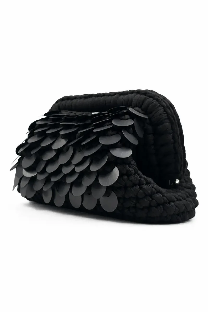 Nuit - Borsa in fettuccia con paillettes realizzata a mano