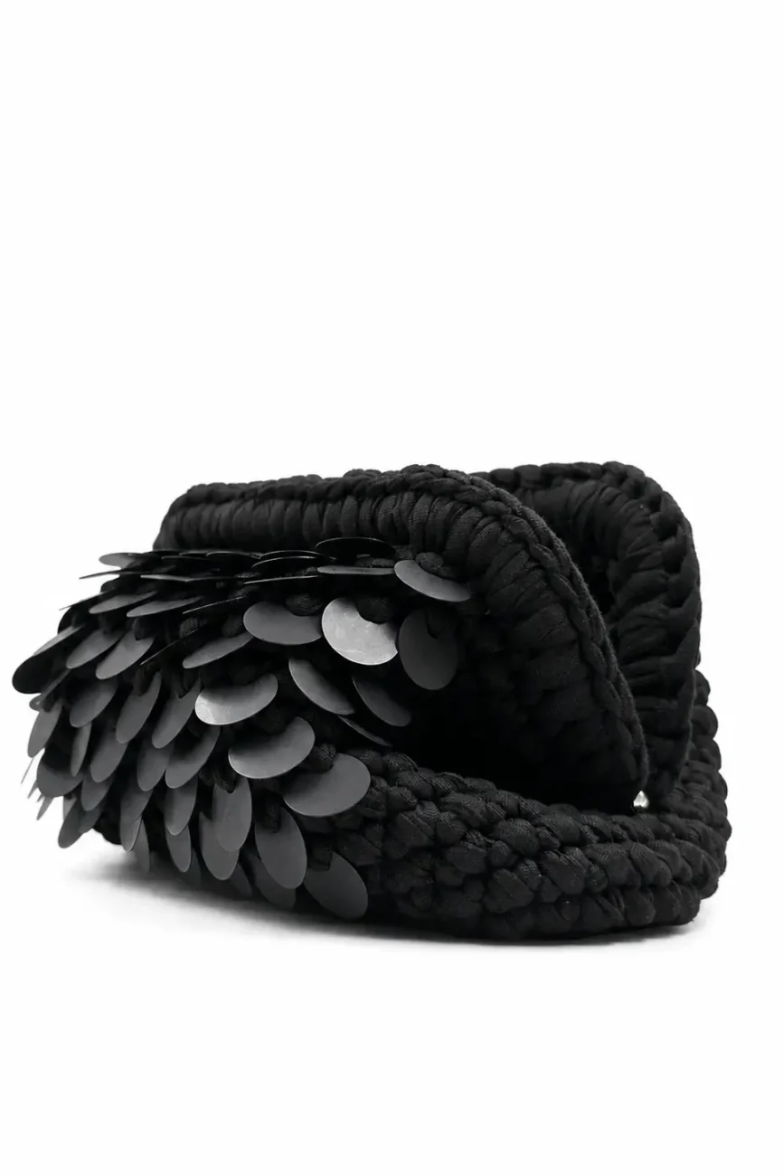 Nuit - Borsa in fettuccia con paillettes realizzata a mano