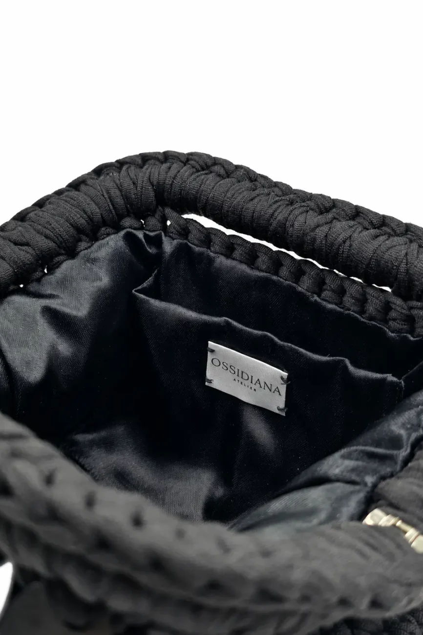 Nuit - Borsa in fettuccia con paillettes realizzata a mano