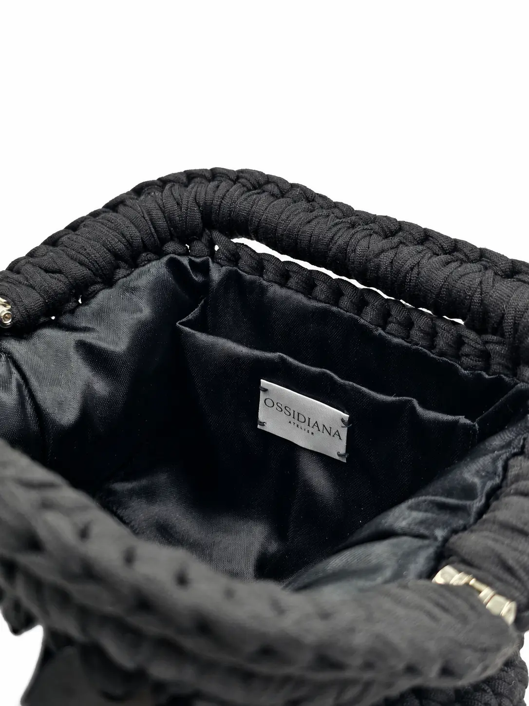 Nuit - Borsa in fettuccia con paillettes realizzata a mano