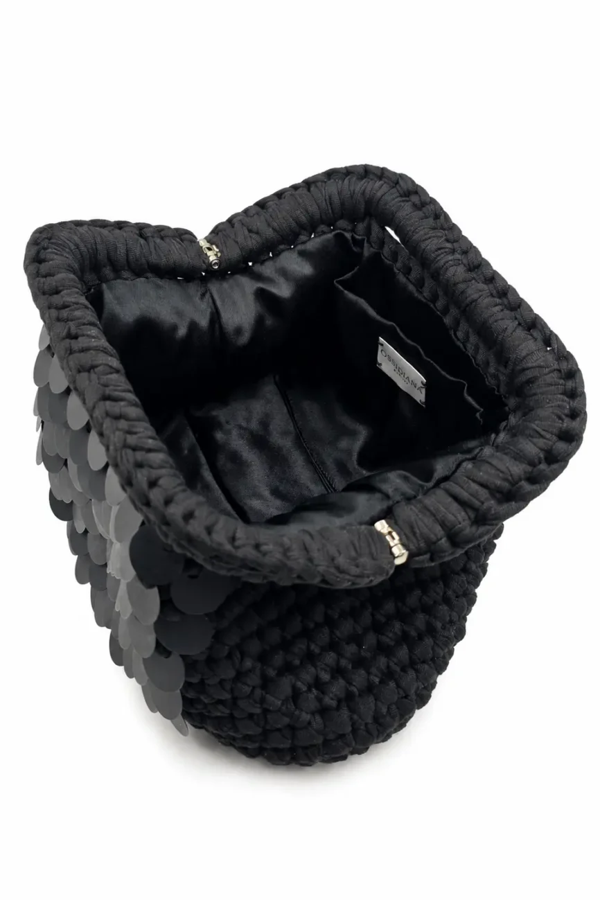 Nuit - Borsa in fettuccia con paillettes realizzata a mano