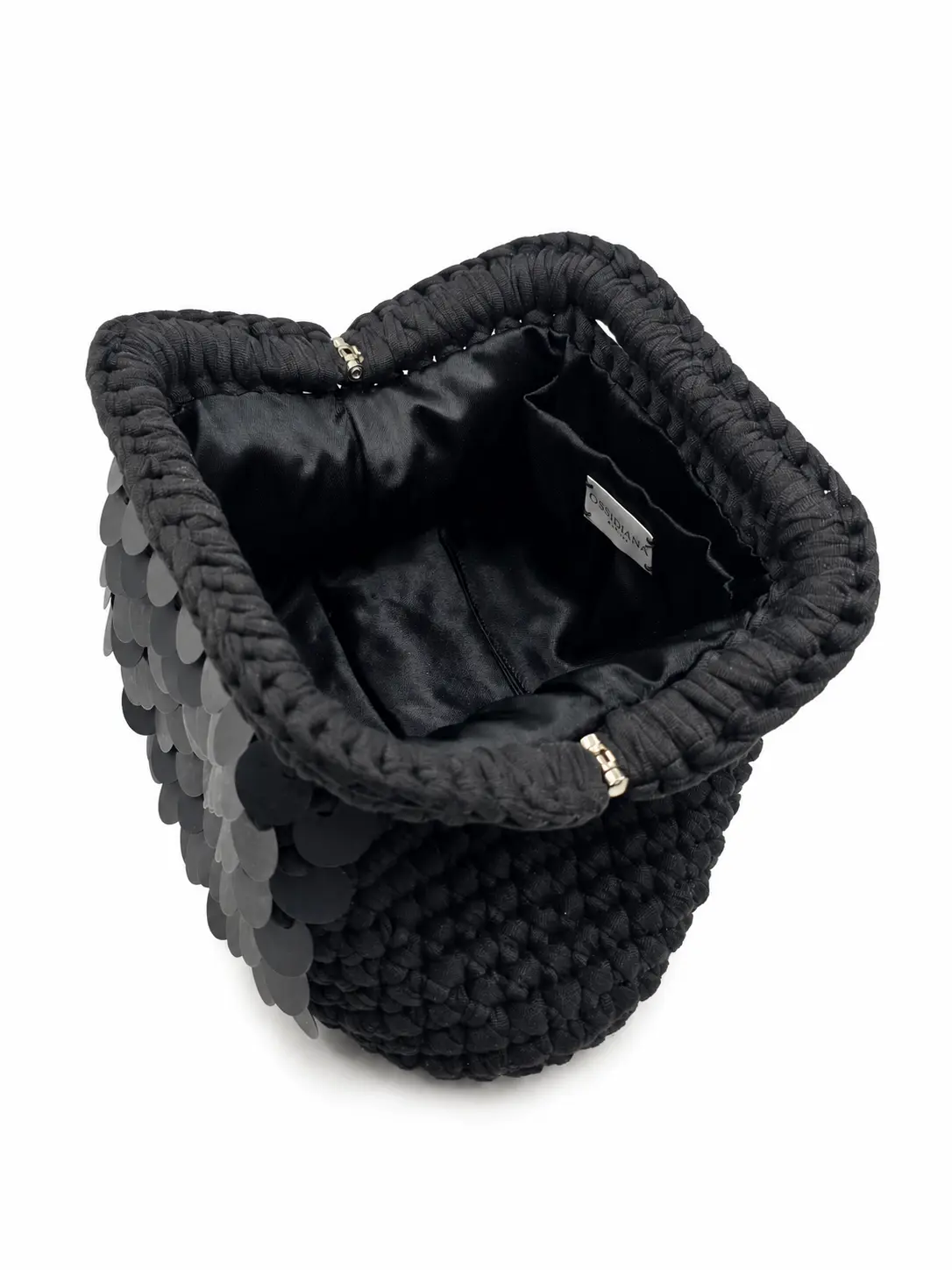 Nuit - Borsa in fettuccia con paillettes realizzata a mano