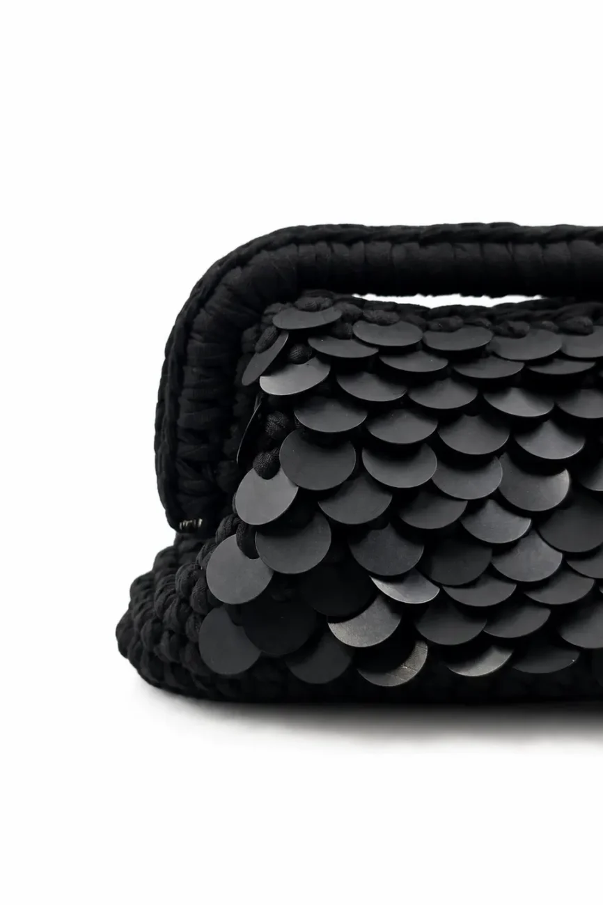 Nuit - Borsa in fettuccia con paillettes realizzata a mano
