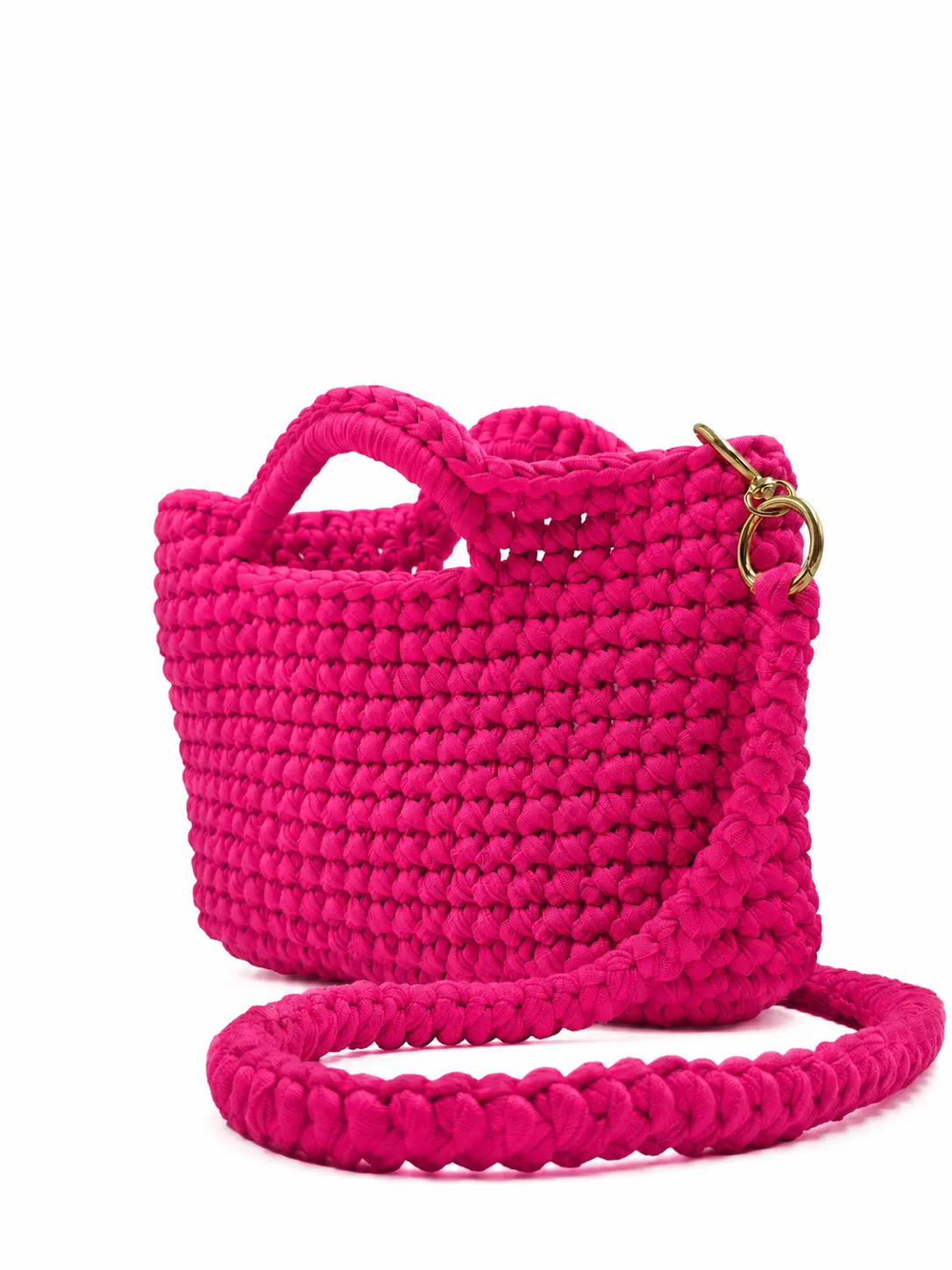 Salina - Pochette con manici integrati e tracolla in fettuccia realizzata a mano