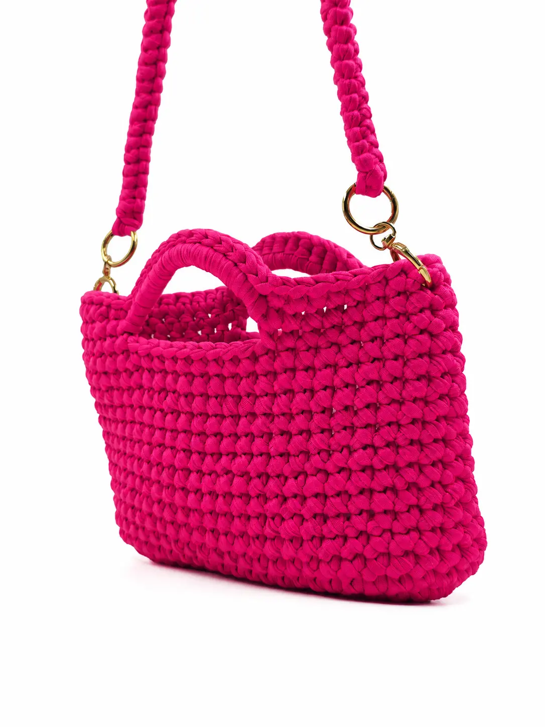 Salina - Pochette con manici integrati e tracolla in fettuccia realizzata a mano