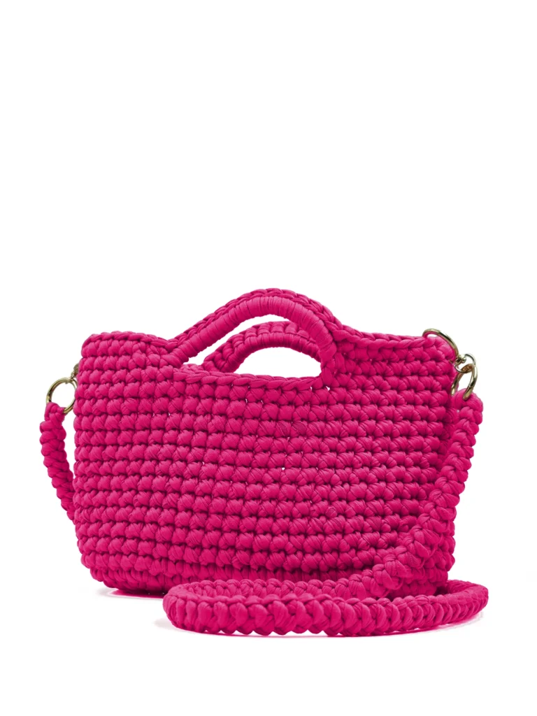Salina - Pochette con manici integrati e tracolla in fettuccia realizzata a mano